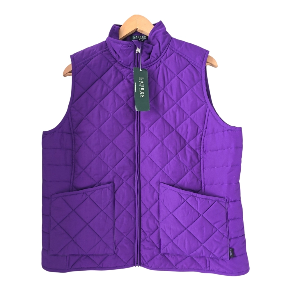 Lauren Ralph Lauren Purple Diamond Quilted Full-Zip Vest Size XL